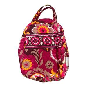 Vera Bradley Pink Orange Floral Quilted Insulated Lunch Bag 10x8 Boho Quilted